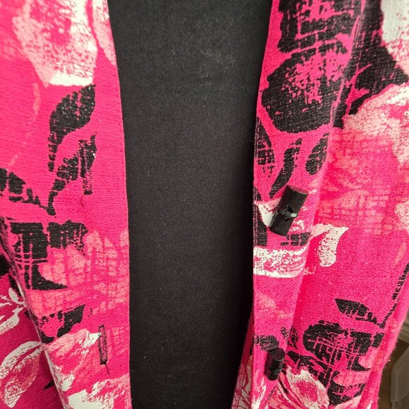 Womens Floral Print Open Front Blazer Pink Floral Attached Black Tank 3X JJ4051 - Picture 6 of 11
